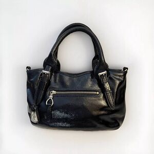 Cole Haan Black Patent Leather Tote, Gold Hardware